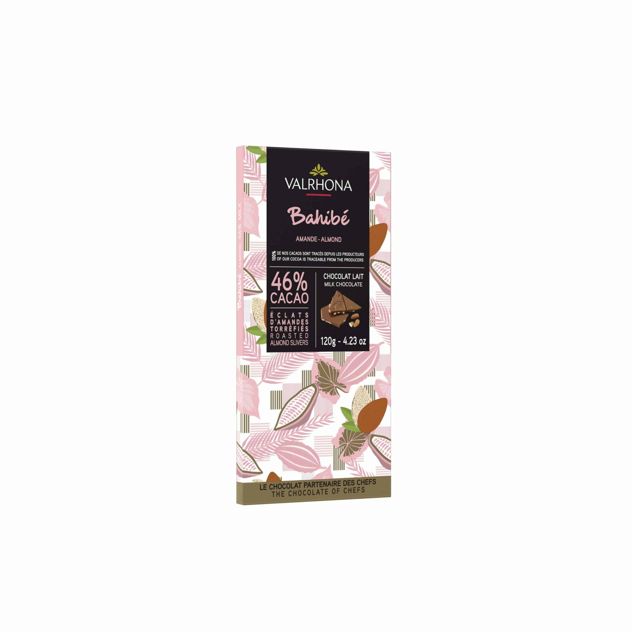 Valrhona Bahibe 46% with Roasted Almond Slivers - 120g | Foodistribute