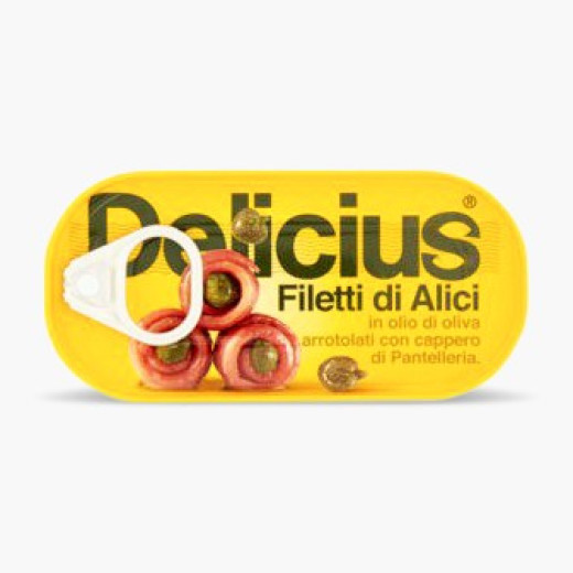 Delicius Anchovies With Capers In Olive Oil 46g